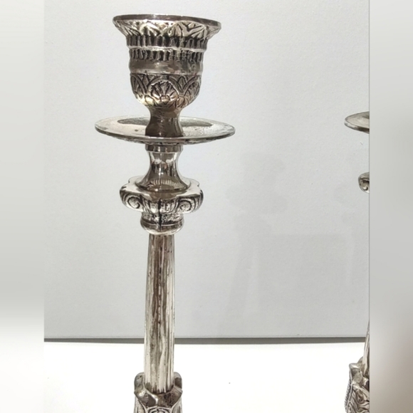 Judaica Shabbat Sabbath Polish silver plated candlesticks - Picture 9 of 10